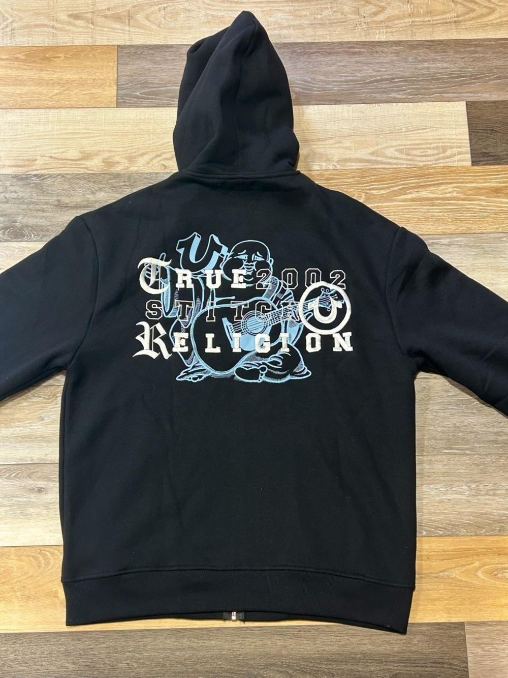 True Religion Men’s Black Graphic Hoodie - Buddha Guitar Logo - Picture 6 of 7